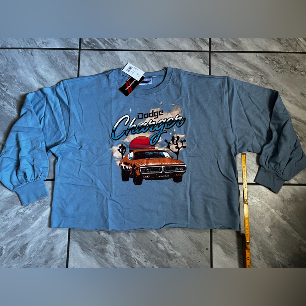 Dodge Charger women’s 3XL crop top sweater Blue